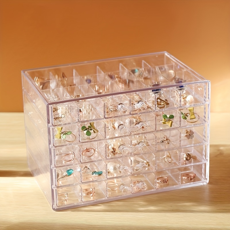 Trinkets Dust-proof Storage Box with Transparent Layer Grid
